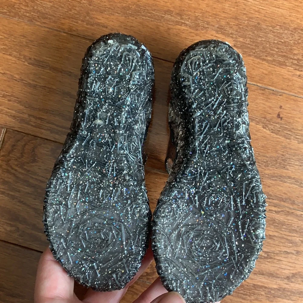 Jelly Mary Jane Shoes for Baby Girl Size 6 Silver Glitter Princess Dress Up